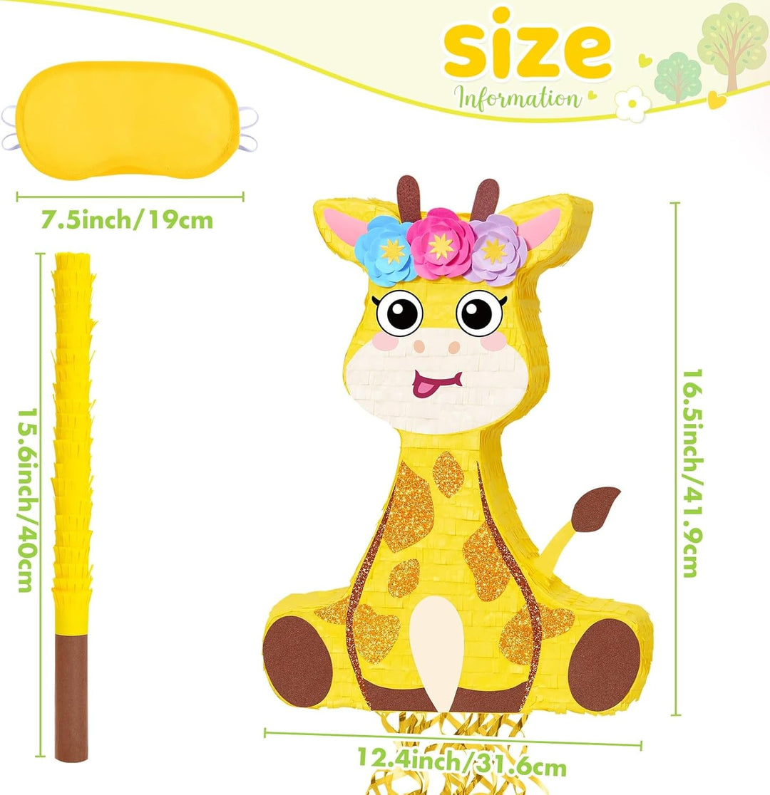 WERNNSAI Giraffen Pinata – Tier Pinata Partyspiel für Kindergeburtstage Giraffen Piñata Set mit Stöc