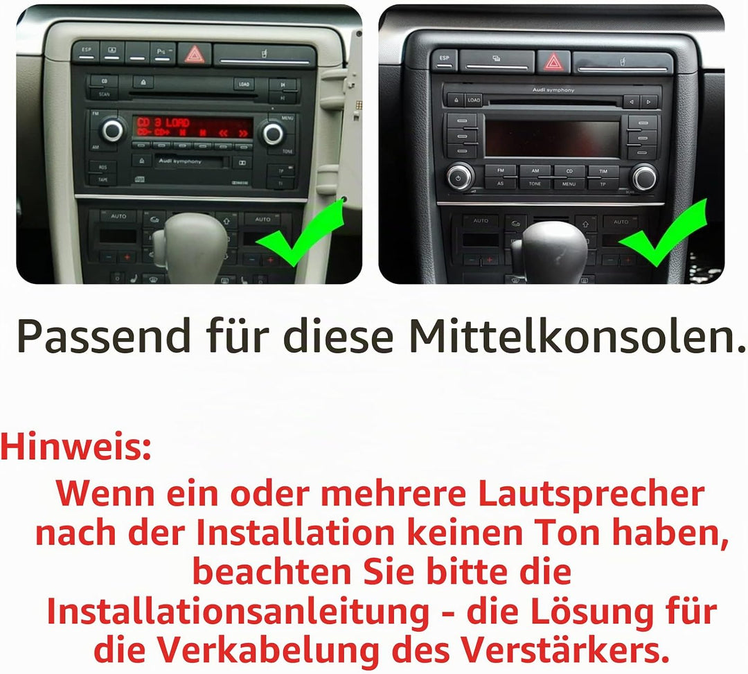 Autoradio kompatibel mit drahtlos Carplay/Android Auto für Audi A4 S4 RS4 2002-2008 SEAT EXEO mit IP