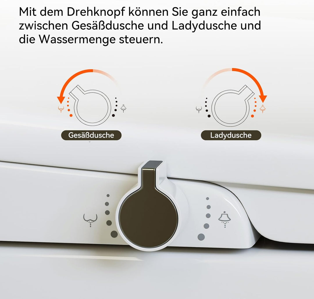WC Sitz mit Bidet Funktion, Bidet Aufsatz für Toilette ohne Stromanschluss, Toilettendeckel mit Abse