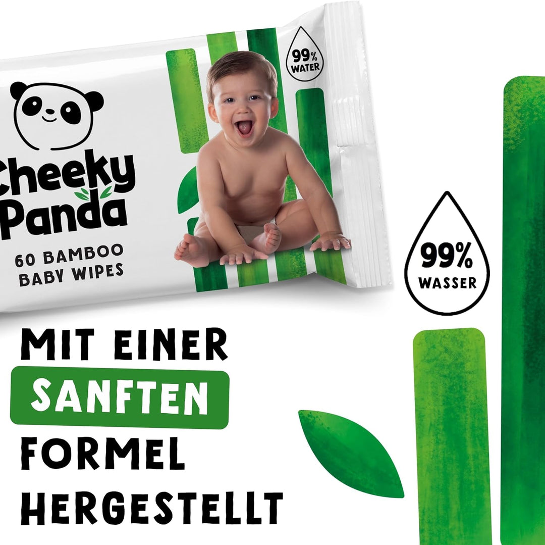 The Cheeky Panda 1536 Baby-Feuchttücher aus Bambus, biologisch abbaubar, Multipack, 24 Packungen