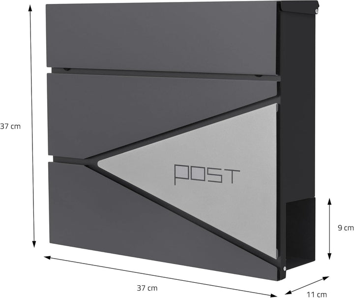 ECD Germany Standbriefkasten mit Zeitungsfach, Design Briefkasten mit Pfosten, Briefkastenanlage, Br