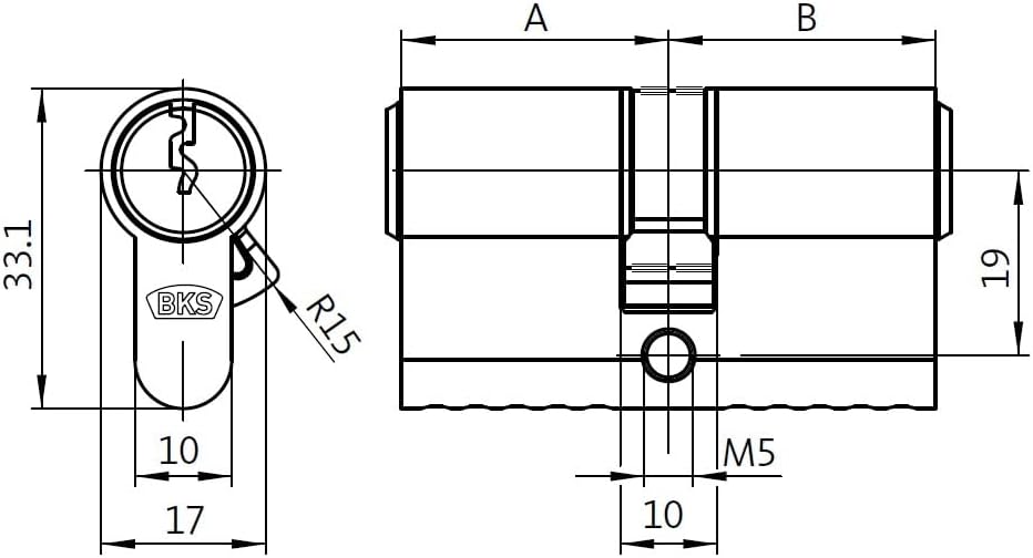 BKS Profilzylinder/Türschloss PZ 88, Baulänge: 27/27 bis 80/80 wählbar, in SN-TEC Schliessung incl.
