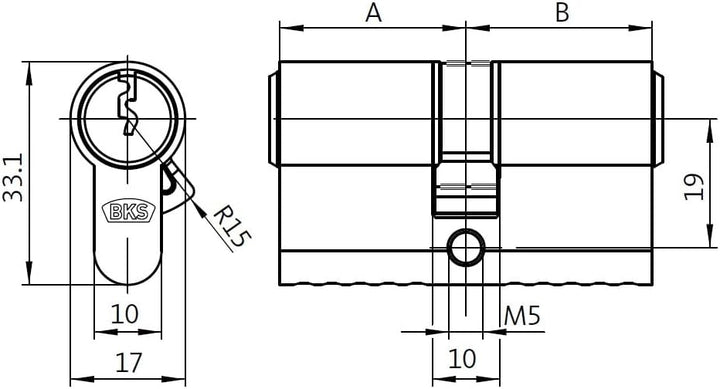 BKS Profilzylinder/Türschloss PZ 88, Baulänge: 27/27 bis 80/80 wählbar, in SN-TEC Schliessung incl.