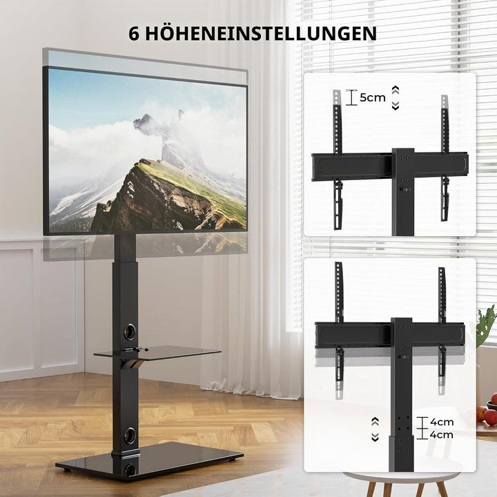 BONTEC TV Ständer für 30-70 Zoll LED OLED LCD Plasma Flach &amp; Curved Fernseher bis 40 kg, Höhenverste