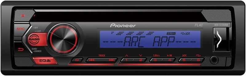 Pioneer DEH-S120UBB | 1DIN RDS-Autoradio mit roter Tastenbeleuchtung | Display blau | Android-Unters