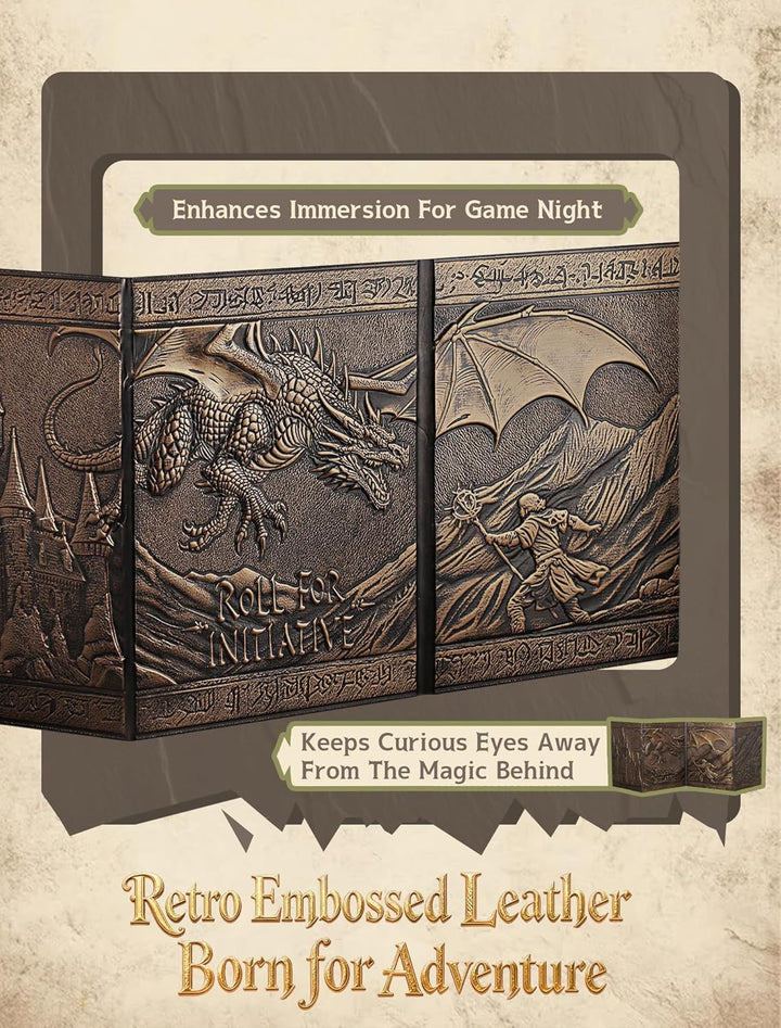 Dm Screen, 5e DND Spielleiterschirm, Dungeons and Dragons zubehör, Kunstleder DM Sichtschirm mit Reg