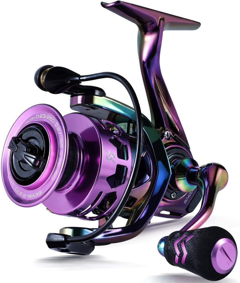 Sougayilang Spinning Angelrolle 6.0:1 Gear Ratio Graphit Rahmen 12 + 1 BB Bunte Angelrolle mit 25 lb