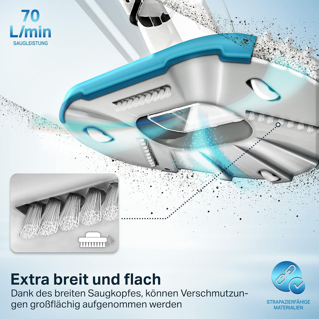 tillvex Poolsauger mit Akku | Pool Bodensauger Teleskopstange elektrisch | Poolreiniger mit Filter &