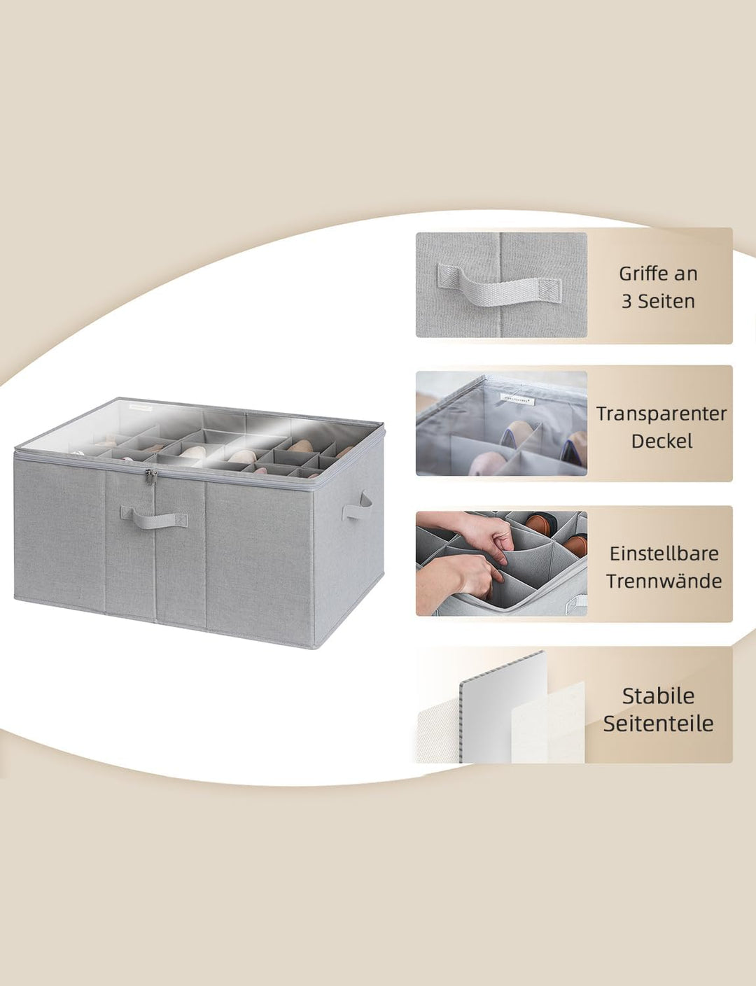 StorageWorks Schuh Organizer für Schrank, extragrosse Schuhaufbewahrungsbox für bis zu 24 Paar, plat