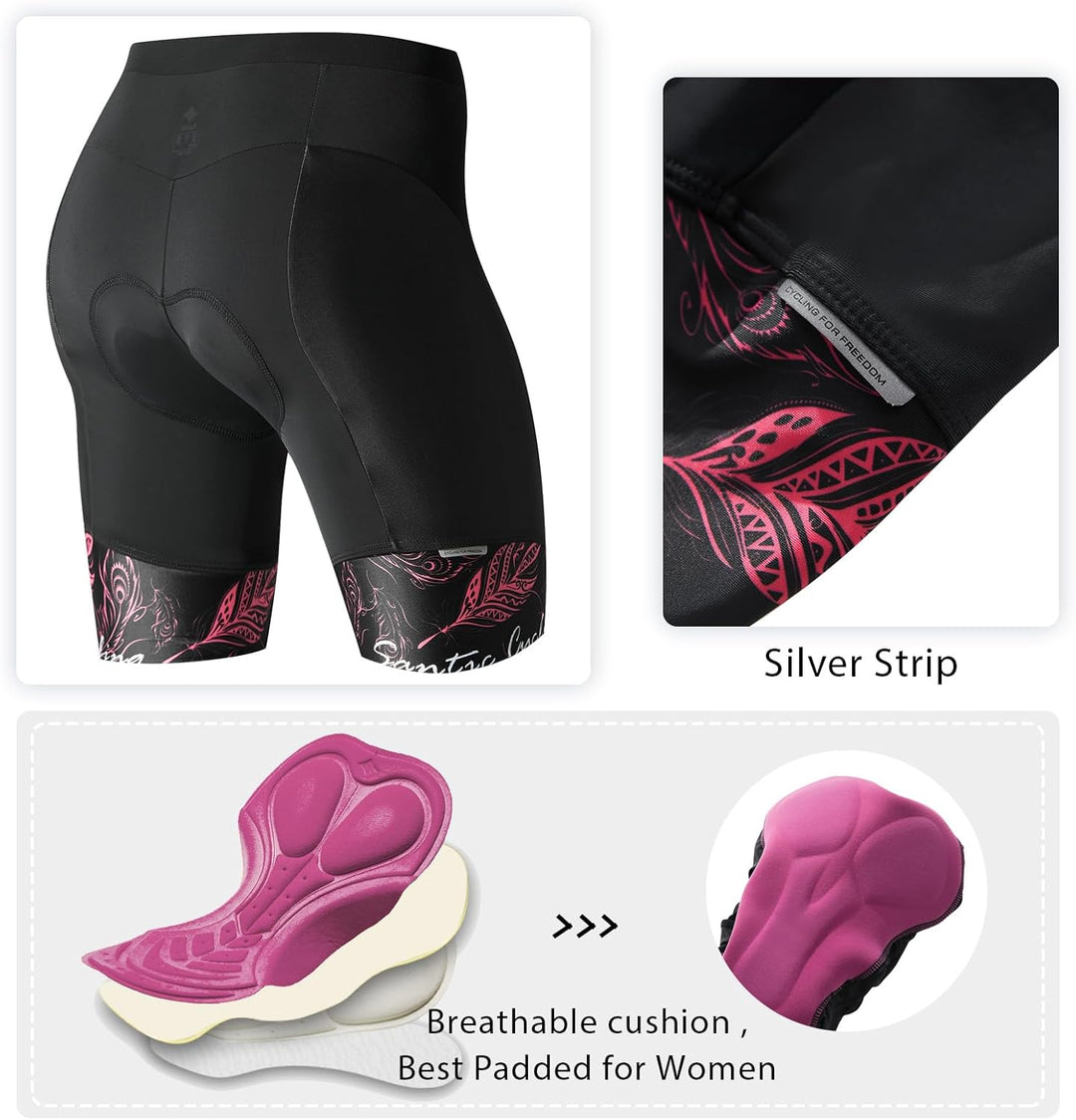 Santic Fahrradhose Damen Gepolstert Kurz Radlerhose Damen Radhose L 3-rosa, L 3-rosa