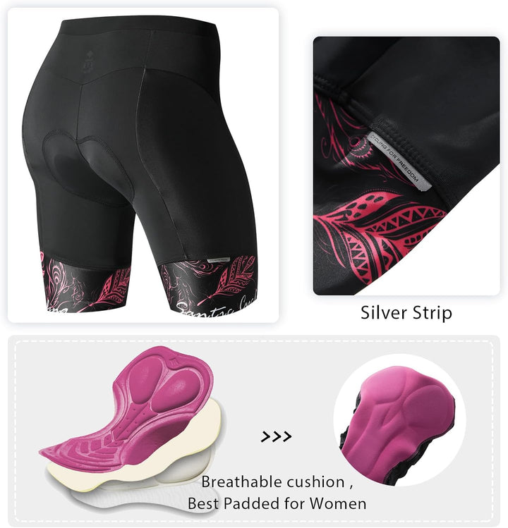 Santic Fahrradhose Damen Gepolstert Kurz Radlerhose Damen Radhose L 3-rosa, L 3-rosa