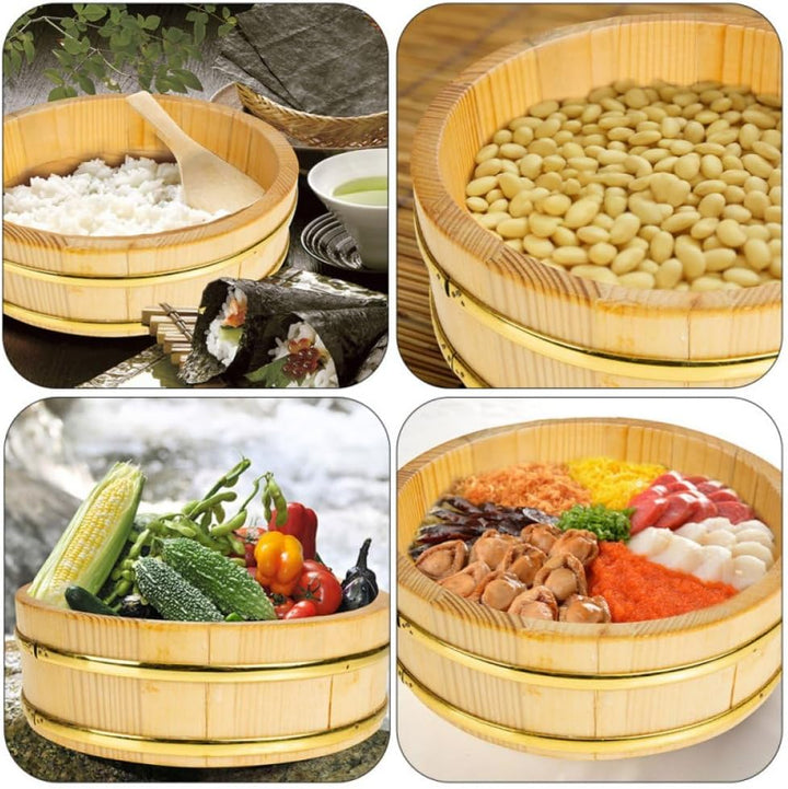 Wudaizhi Hölzerne Sushi Reisschale Hangiri Sushi Oke Sushi Reis Mischwanne Tablett Reis Mischschale