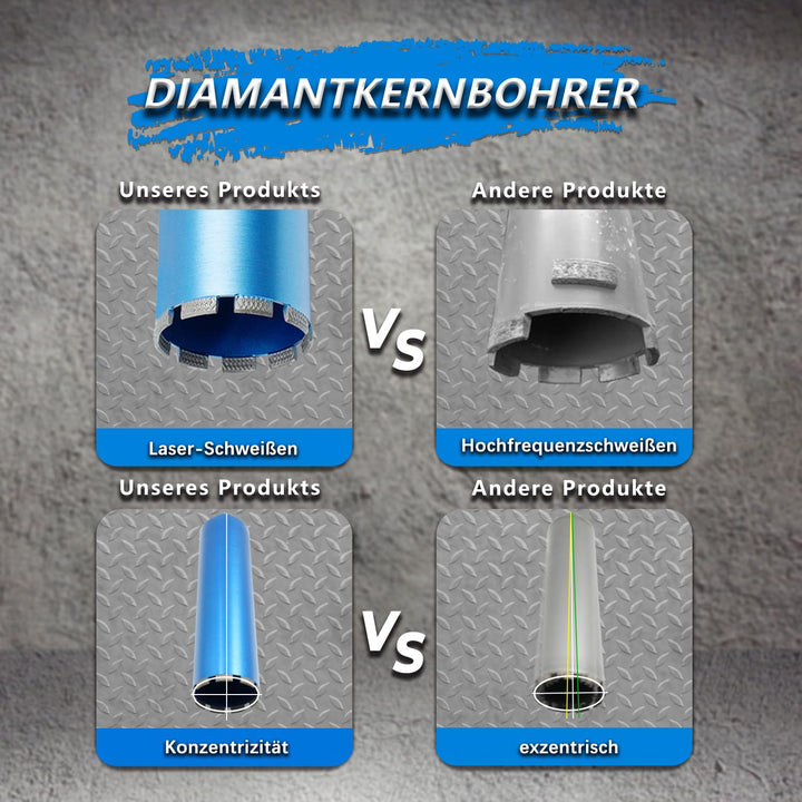 HBKEEN Diamantbohrkrone Diamant NassBohrkrone mit 1 1/4 Zoll Aufnahme Nutzlänge 400 mm DM152 mm 152m