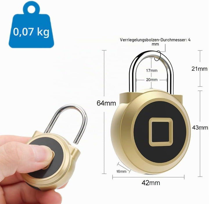 Vorhängeschloss Fitnessstudio Wetterfest Zahlenschloss - Fingerabdruck Bluetooth App eLinkSmart kein