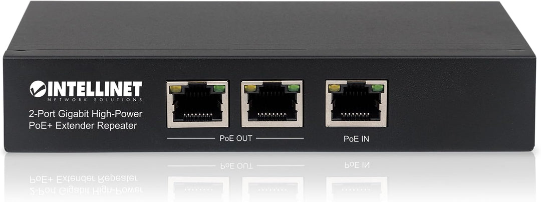 Intellinet 561266 2-Port Gigabit High-Power PoE+ Extender, 2 PSE-Ports Metall Schwarz PoE+ Extender