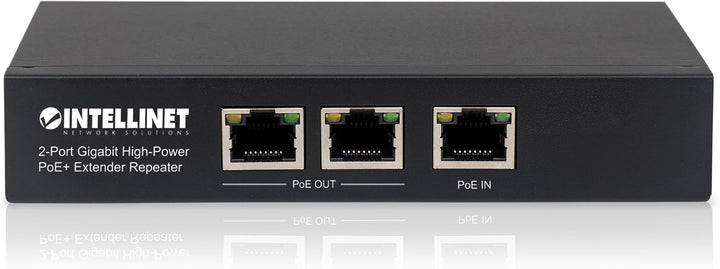 Intellinet 561266 2-Port Gigabit High-Power PoE+ Extender, 2 PSE-Ports Metall Schwarz PoE+ Extender