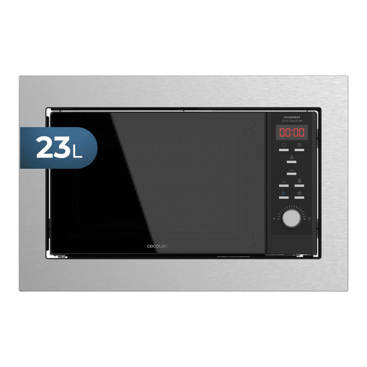 Cecotec Microondas encastrable Digital GrandHeat 2350 Built-In SteelBlack. 900W, Integrable, 23 Litr