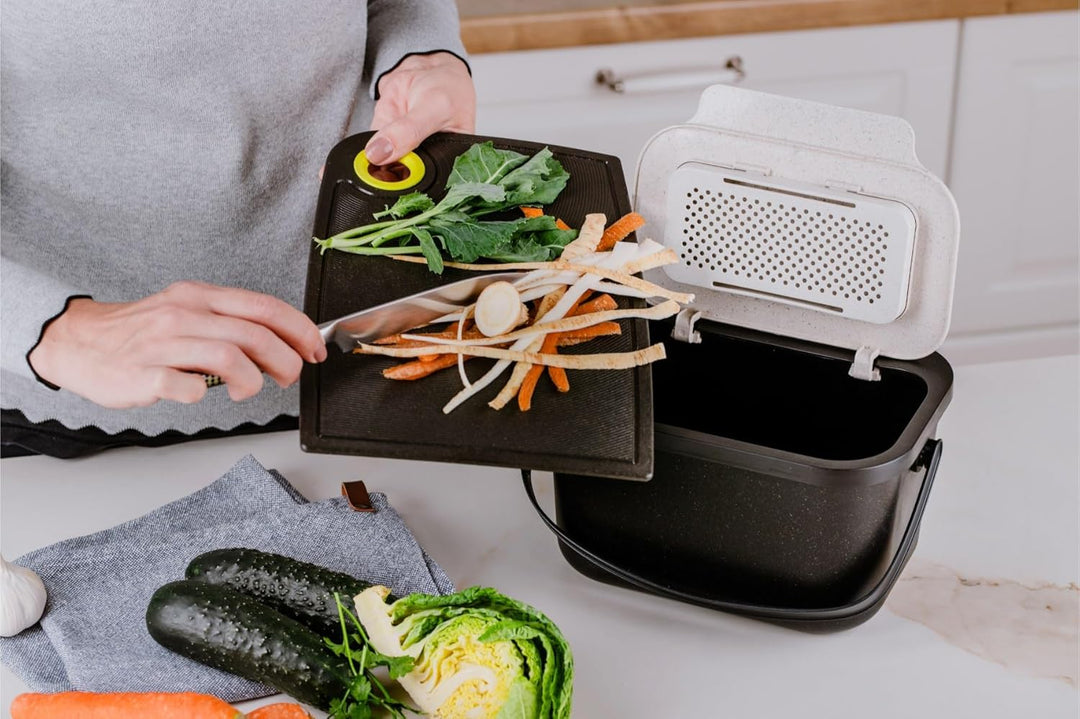 Biomülleimer Küche 4,5L Komposteimer, Küchen Mülleimer, Braun mit Deckel, Bio für Obst und Gemüseabf