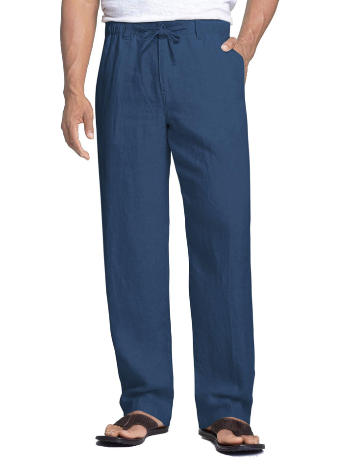 COOFANDY Herren Leinenhose mit Kordelzug Leicht Sommerhose Freizeithose Einfarbig Hose Lang für Männ