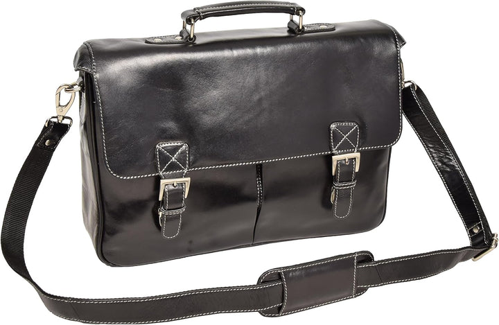 A1 FASHION GOODS Herren Echtes SCHWARZ Leder Aktenkoffer-Laptop Datei Fall Schulranzen Büro Business
