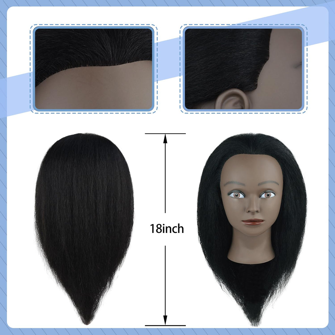 Mannequin Kopf 100% Frisierkopf Echthaar Trainingsköpfe für Friseur Praxis Flechten Haar Styling mit