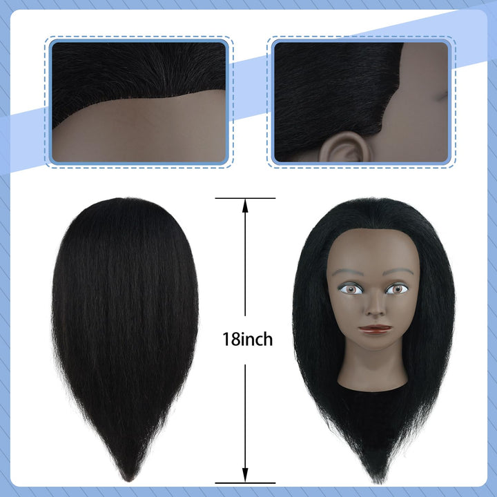 Mannequin Kopf 100% Frisierkopf Echthaar Trainingsköpfe für Friseur Praxis Flechten Haar Styling mit