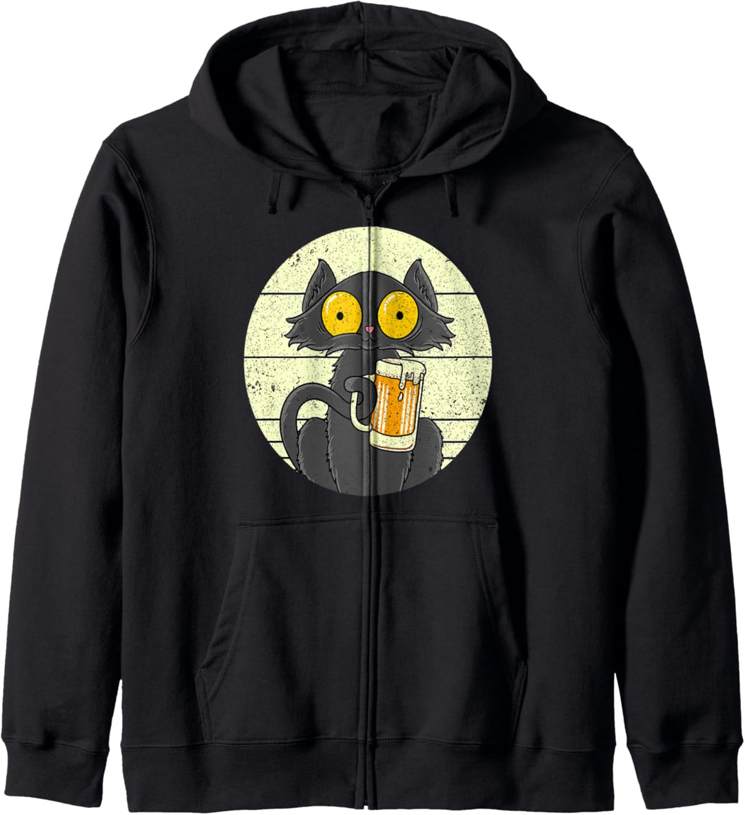 Süsse Schwarze Katze Bierkatze Bier Katzen Miau Rauschkatze Kapuzenjacke