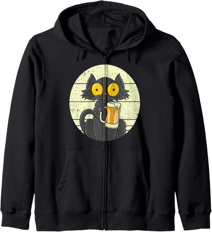 Süsse Schwarze Katze Bierkatze Bier Katzen Miau Rauschkatze Kapuzenjacke