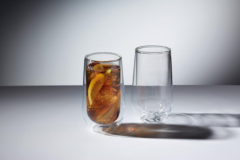 LE XPRESS Highball-Gläser doppelwandig 330ml aus Kunststoff in transparent 2-teilig, 12 x 17 x 22 cm