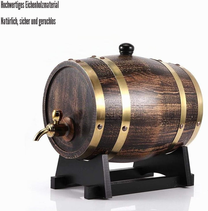 3L Weinfass Fass Wein Eichenfass 30 x 19 x 25 cm Retro Style Eiche Wein Holzfass mit Bock Stopfen Za