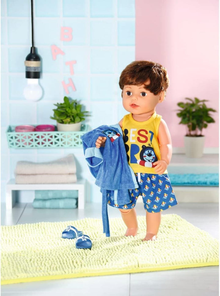 BABY born Bath Deluxe Bademantel 43cm - Puppenkleidung für 43 cm Puppen, Bade-Set in blau gelb beste