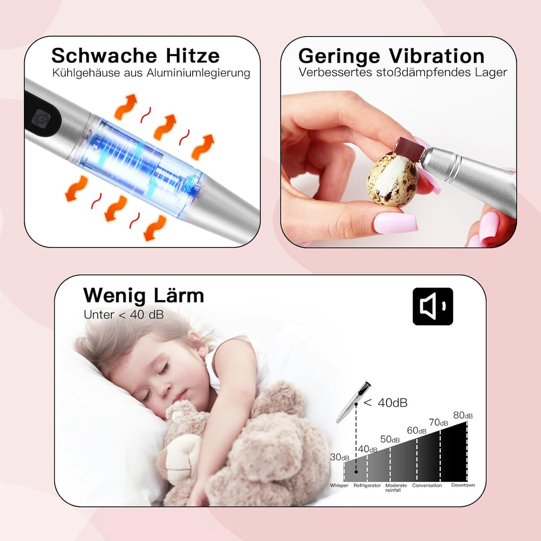 Elektrische Nagelfraser Kabellos für Gelnägel 12 in 1 Maniküre Pediküre Set Elektrisch Akku for Natu