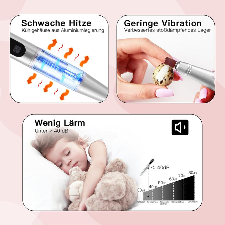 Elektrische Nagelfraser Kabellos für Gelnägel 12 in 1 Maniküre Pediküre Set Elektrisch Akku for Natu