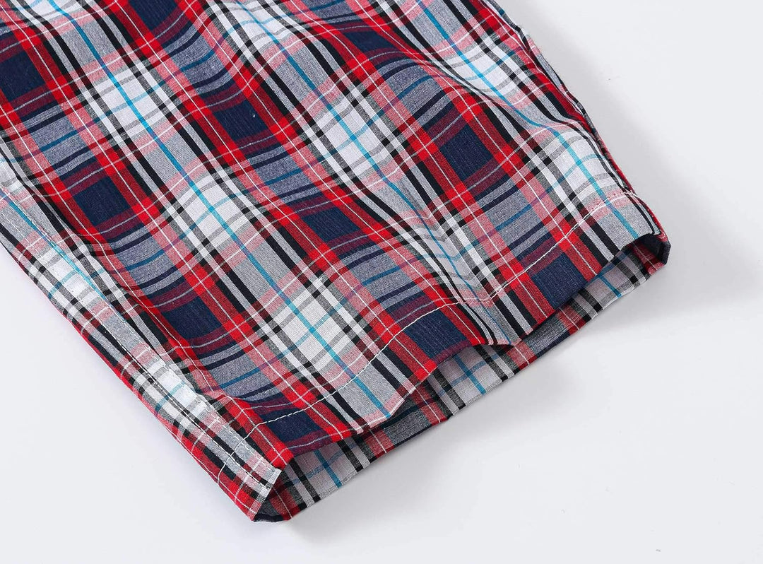 MoFiz Herren Schlafanzughose Baumwolle und Polyester Pyjamahose Lange Karierte Freizeithose Loungeho