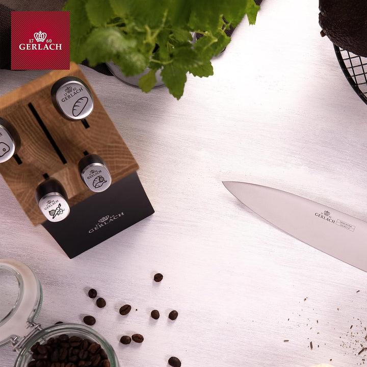 Gerlach Deco Black Messerblock Messerset Küchenmesserset 5 Messer aus Edelstahl Buchenholz Küchenmes