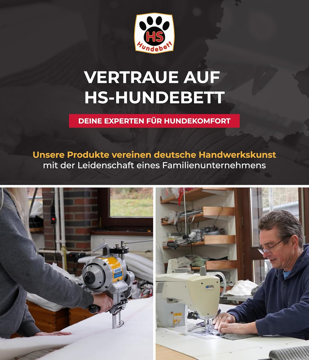 Made in Germany gepolsterte Hundedecke, Pfote Anthrazit 55x75cm für kleine & grosse Hunde I Flauschi