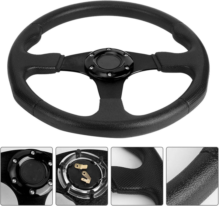 Lenkrad, Aluminiumlegierung und Lederrad, 350 mm/14 Zoll Rennwagen-Sportlenkrad, tiefe Schale mit bu