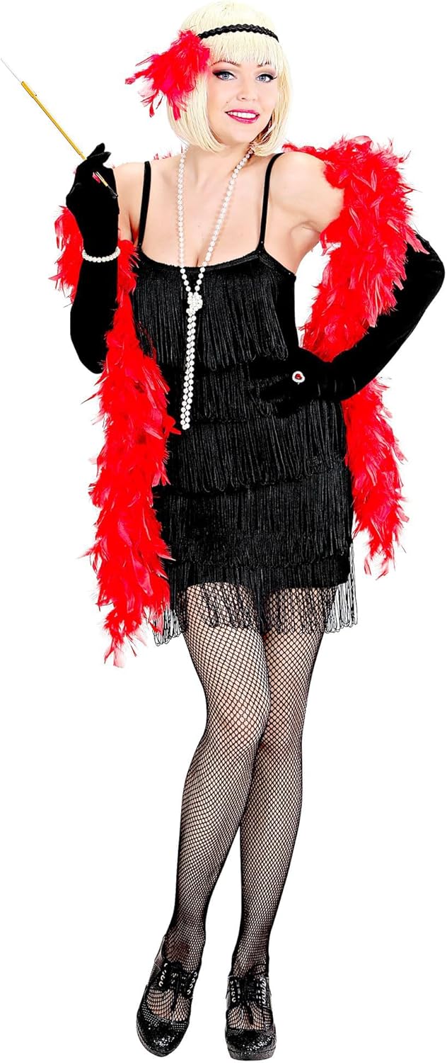 "FLAPPER" black - (dress, headband with feathers) - (M), M