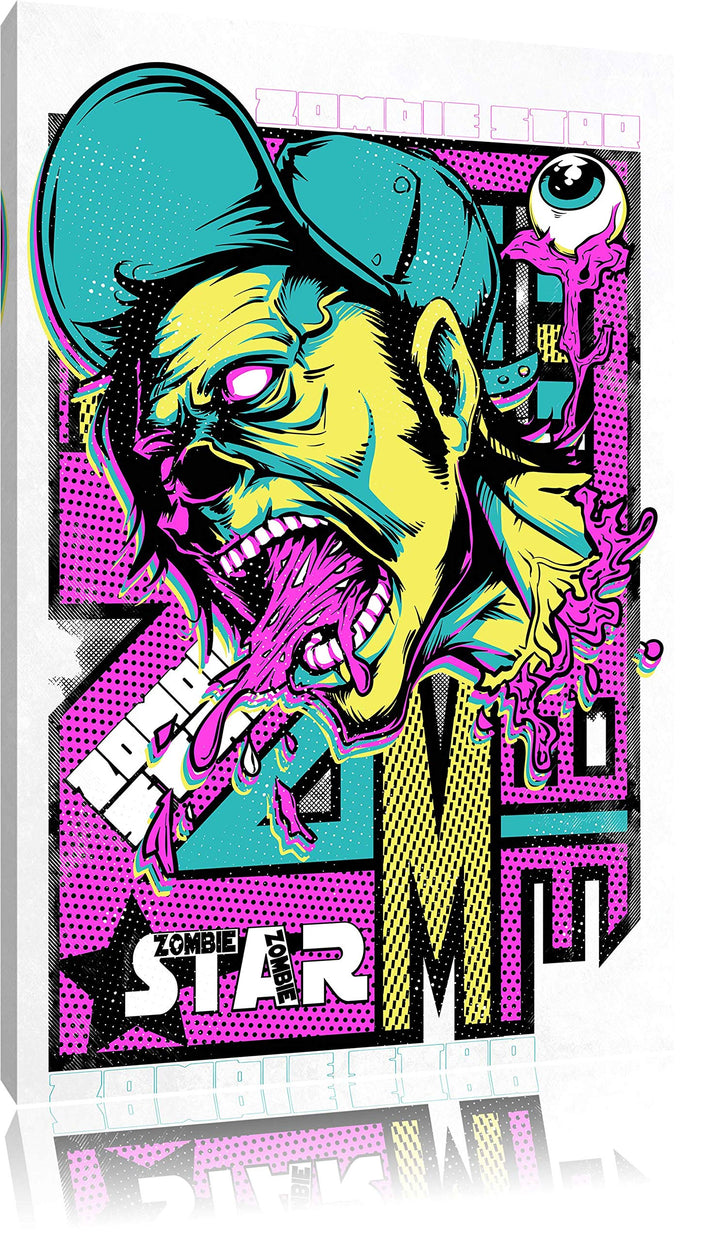 Zombie-Superstar white Leinwandbild Bild auf Leinwand, XXL riesige Bilder fertig gerahmt mit Keilrah