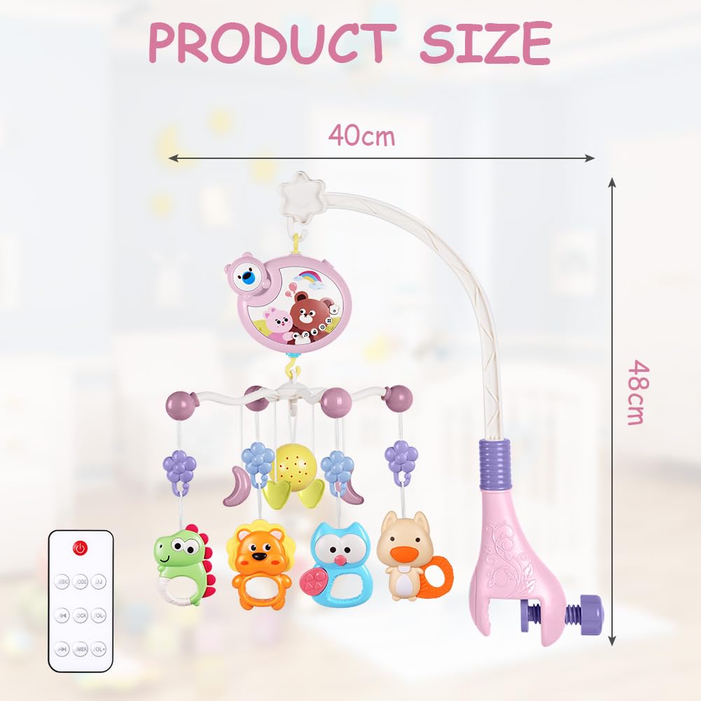 Babybett-Spielzeug, Mobile für Babybett, Baby Einschlafhilfe Musikspielzeug mit süssen Tieren, Babyb