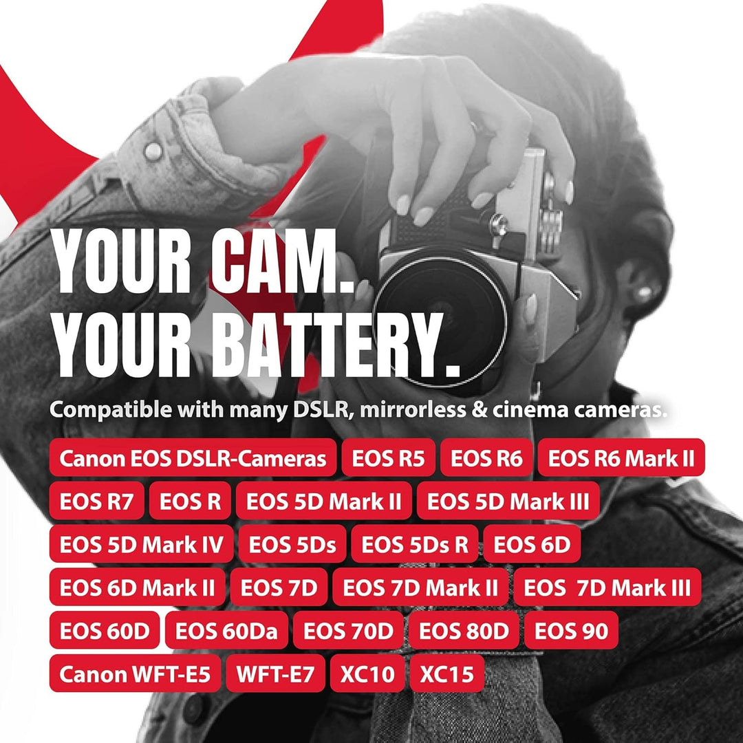 Baxxtar (2X) Pro LP-E6NH (2250mAh) kompatibel mit Canon R5 R6 R7 (Nicht mit R5c) usw. - Mini 18602 L