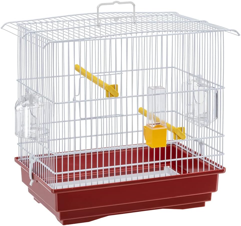 Ferplast Vogelkäfig Kanarienvogel, inkl. Vogelspielzeug, Vogel-Futternapf, Vogel-Sitzstangen, Weiss,