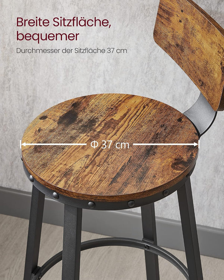 VASAGLE Barhocker, 4er Set, Barstühle, Küchenstühle mit stabilem Metallgestell, Sitzhöhe 73 cm, einf