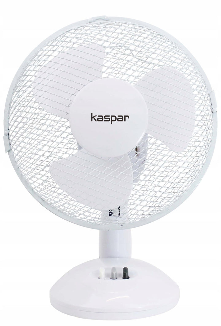 Kaspar Ventilator Tischventilator 23 cm 21 W Schreibtisch weiss mit 3 Windgeschwindigkeiten Oszillat