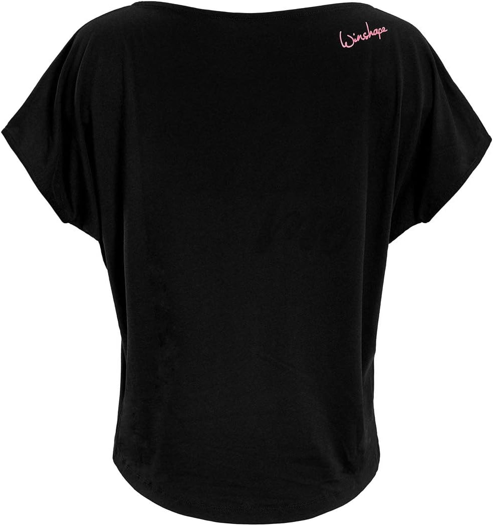 WINSHAPE Damen Ultra Leichtes Modal-Kurzarmshirt Mct002 mit Neon Pinkem „Love is The Answer” Glitzer