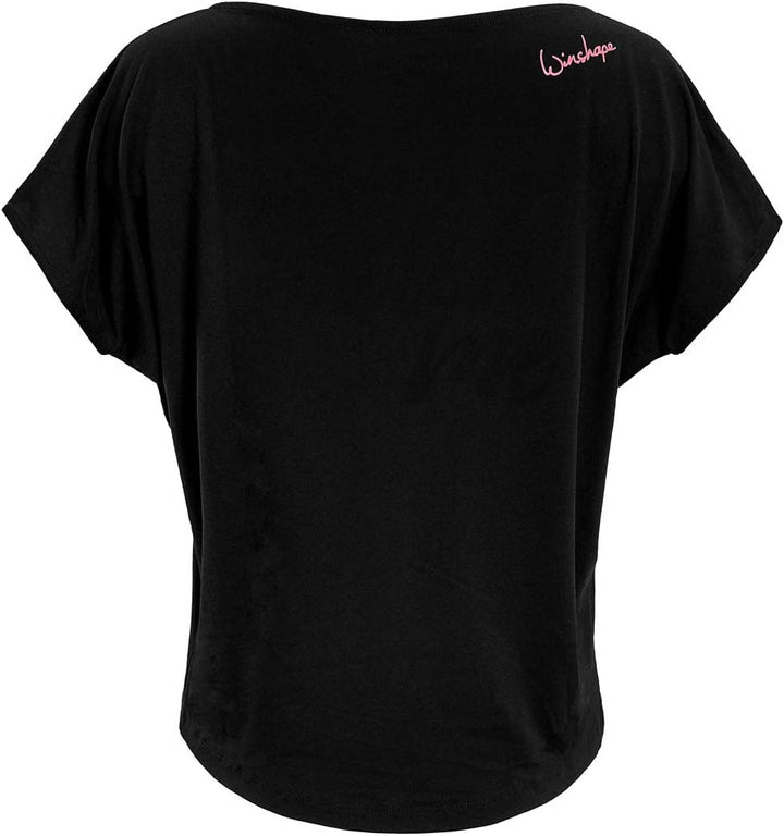 WINSHAPE Damen Ultra Leichtes Modal-Kurzarmshirt Mct002 mit Neon Pinkem „Love is The Answer” Glitzer