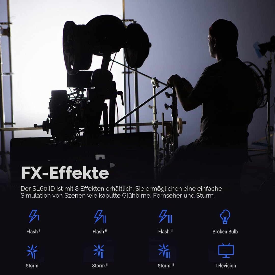 Godox SL60IID SL60II-D LED Video Lichter, 5600±200K, Upgraded CRI 96+, TLCI 97+, eingebaute 8 FX Eff