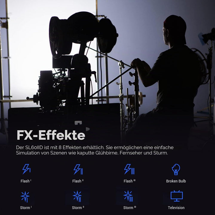 Godox SL60IID SL60II-D LED Video Lichter, 5600±200K, Upgraded CRI 96+, TLCI 97+, eingebaute 8 FX Eff