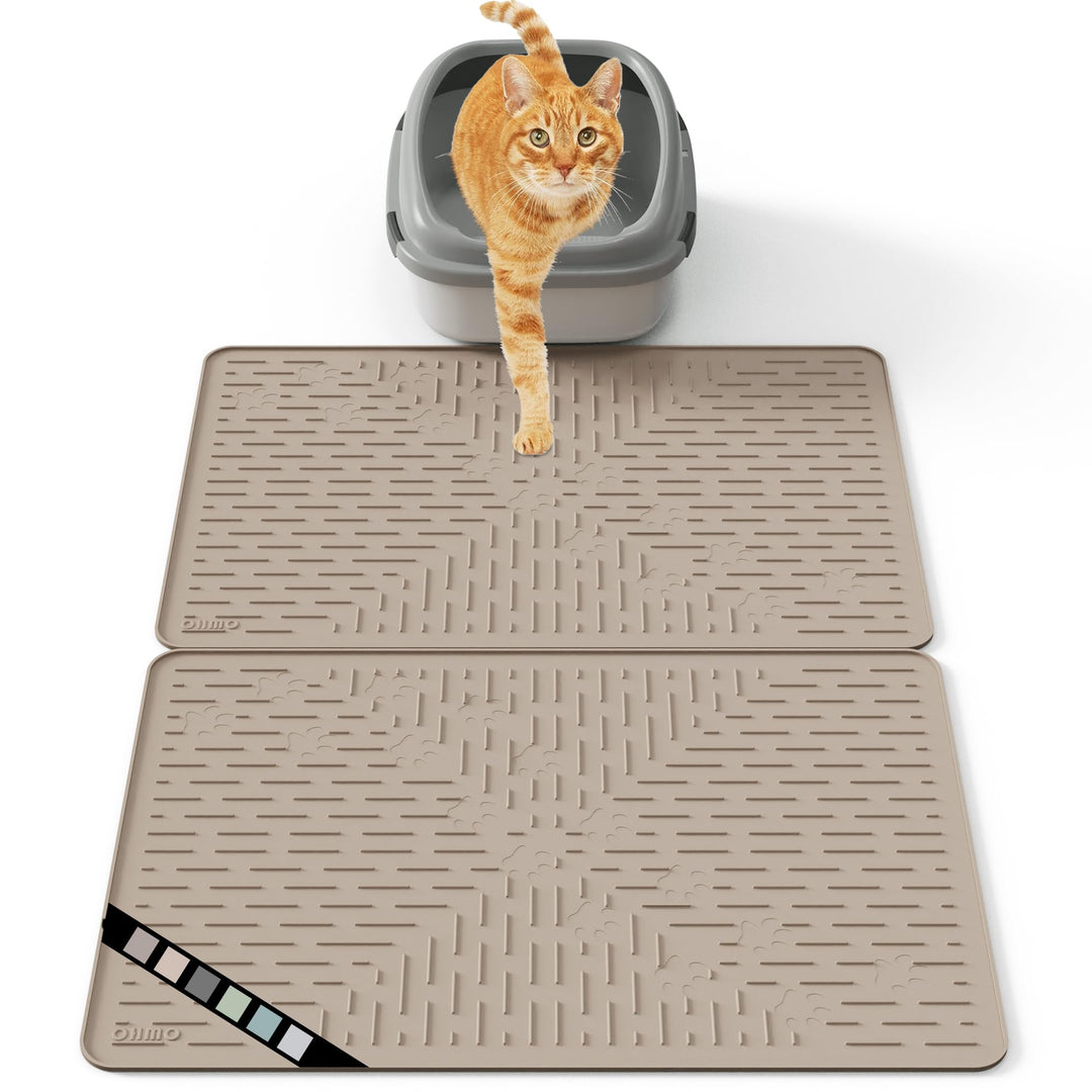 OHMO Katzenklo Matte aus Premium-Silikon 60 * 40 cm,2 Pack, wasserdicht und BPA-frei Katzentoiletten