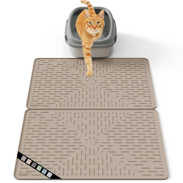 OHMO Katzenklo Matte aus Premium-Silikon 60 * 40 cm,2 Pack, wasserdicht und BPA-frei Katzentoiletten